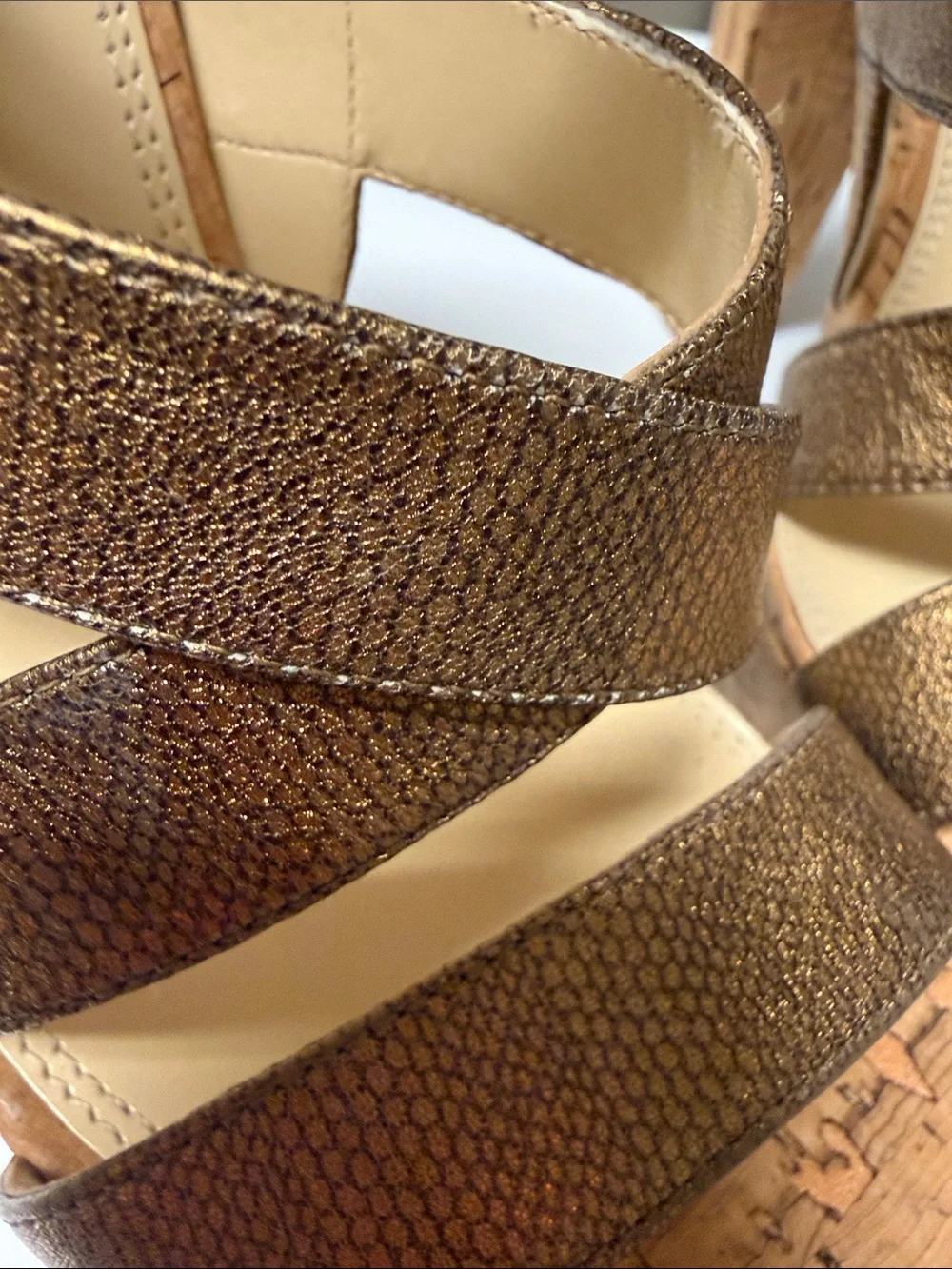 NWOT Enzo Angiolini Copper Brown Strappy Platform Heels Size 10M